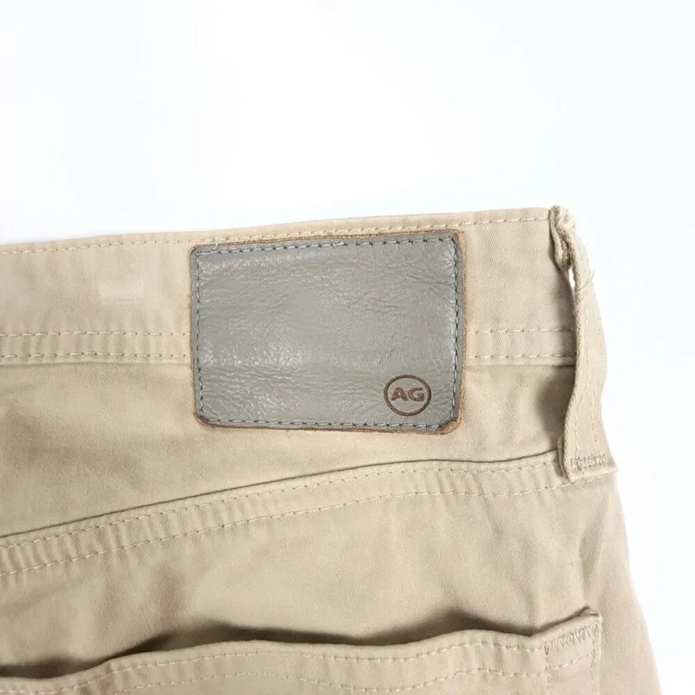 ADRIANO GOLDSCHMIED Everett Slim Straight Sueded Jeans Khaki Beige Mens 34 x 31